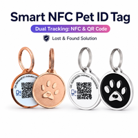 Großhandel PeaKeen Langlebiges Anpassbares NFC Smart Haustier-ID-Tag mit QR-Code, Tiermuster, Personalisiertes Niedliches Kristall-Hundemarke aus Polyester