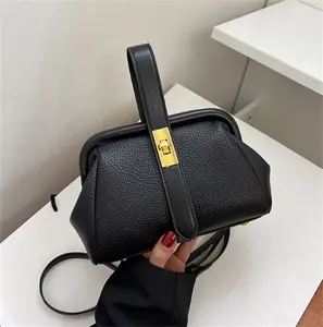 Bolsa feminina de couro legítimo, bolsa para mão feita em couro com design moderno e compacto, estilo 2022