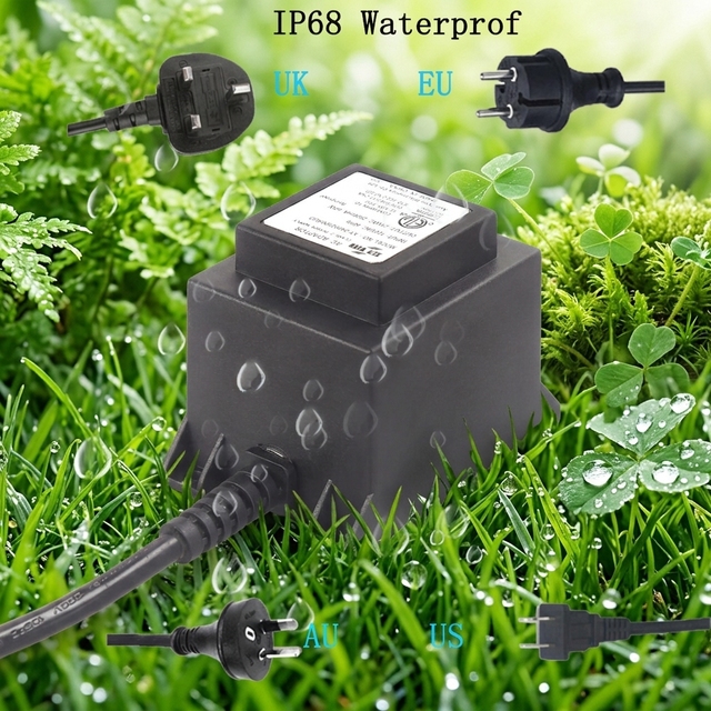 Waterproof12V 24V AC 3A Adapter with Lightning Interface Multi-Plug (UK/EU/US/AU) ROHS Certified Linear Power Supply for Desktop