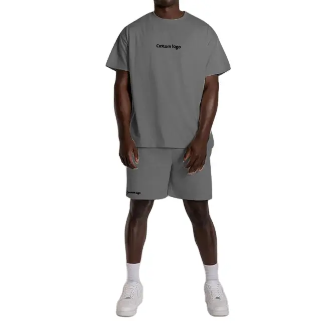 Футболка и шорты для спортзала мужские, комплект из 2 предметов, летние спортивные штаны, толстая футболка с коротким рукавом, с заказными футболками