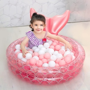 สระน้ำเป่าลมรูปนางเงือก PVC ขนาด 35*10 นิ้ว สีชมพู สำหรับเด็ก ใช้ได้ทั้งในร่มและกลางแจ้ง สระว่ายน้ำทรงกลมสำหรับสวน - Product Image 6