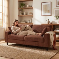 Sofá de Dos Plazas en Forma de L, Moderno y Ecológico, de 81.8 Pulgadas, con Tapicería Cómoda, Estructura de Hierro y Madera Resistente, para Sala de Estar o Apartamento