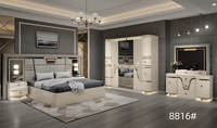 Ensemble de meubles de chambre à coucher de luxe de style moderne, 5 pièces, vente en gros d'usine : Armoire, Lit King Size, Banc de pied de lit, Coiffeuse