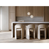 Tabouret de bar en cuir Caracole Overlap, ivoire, style moderne et luxueux