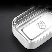 304 Edelstahl Dreifach Unterteilte Rechteckige 800ml Lunchbox mit Kunststoffdeckel Mikrowellengeeignet Anti-Überlauf Versiegelte Kantine