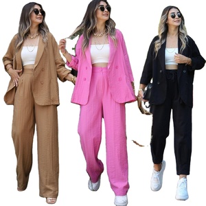 Moda europea y americana para <span class=keywords><strong>mujer</strong></span> otoño nueva camisa de manga traje chaqueta pantalones de pierna recta conjunto - Product Image 1