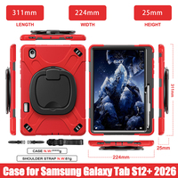 Étui antichoc en silicone pour tablette Samsung Galaxy Tab S12 Plus 2026 12,4 pouces avec bandoulière et support rotatif