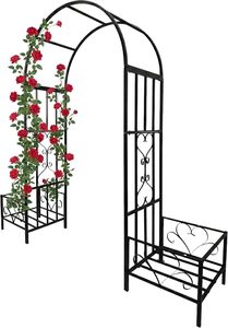 Arche de jardin <span class=keywords><strong>en</strong></span> <span class=keywords><strong>fer</strong></span> <span class=keywords><strong>forgé</strong></span> résistante aux intempéries avec porte simple et toit, support robuste <span class=keywords><strong>pour</strong></span> <span class=keywords><strong>plantes</strong></span> <span class=keywords><strong>grimpantes</strong></span> - Product Image 2