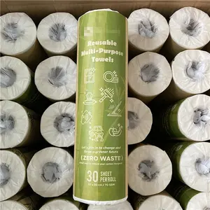 Toalha de papel reutilizável BSCI ISO9001 2024 ecologicamente correta, 100% bambu, biodegradável, orgânica, lavável, para cozinha