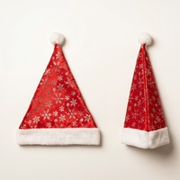 Pochettes de rangement en tissu de coton biologique CM, imprimées de motifs flocons de neige dorés et argentés, chapeaux de Noël, sacs cadeaux décoratifs en velours doré