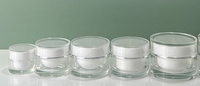 Pot cosmétique rond en acrylique à double paroi BOBUI 15g/30g/50g avec bouchon argenté pour crème pour les yeux, sérum pour le visage, soin de la peau, stockage