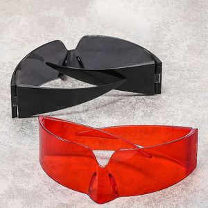 Lunettes de soleil unisexes tendance 2025 avec logo personnalisé, style punk, monture enveloppante, verres miroir monobloc pour hommes et femmes - Product Image 2