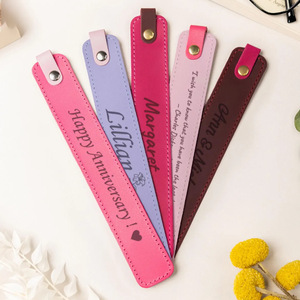 In stock PU leather <b>bookmarks</b>, multi-color stitched leather book clips, page dividers, and notebook clips with laser-engraved - Product Image 2