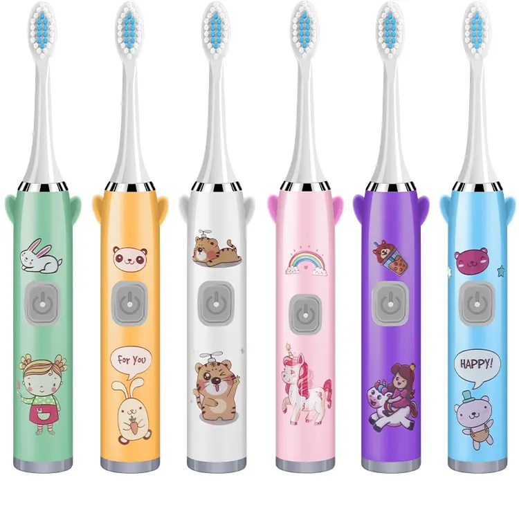 ultrasonic fashion smart sonic kids children's electric toothbrush with 6 brush heads 5 modes