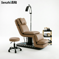 Nouveau Lit de Beauté de Luxe à 3 Moteurs, Camillas pour Cils, Lit pour Extensions de Cils, Base Noire en Cuir, Lit Facial Électrique pour Salon de Beauté