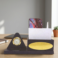 Organisateur de bureau en bois personnalisé, porte-stylos triangulaire, support pour cartes, porte-papiers, cadeau de bureau
