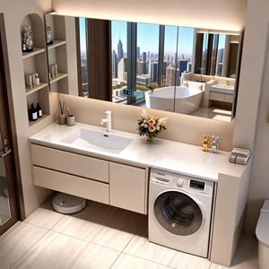 Mueble de Baño Moderno de Aluminio con Lavabo de Cuarzo, Montado en la Pared, Ahorra Espacio, Ideal para Apartamentos y Villas - Product Image 3