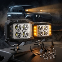 Projecteur de travail LED tout-terrain OEM IP67 étanche 35W 3000LM, double couleur ambre clignotant, projecteur latéral cube 4 pouces 12/24V