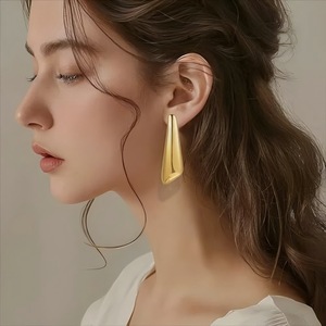 Minimalist Teardrop <b>Stud</b> <b>Earrings</b> Geometric Polished 18k Gold And <b>Silver</b> For Women Fashion Jewelry - Product Image 3