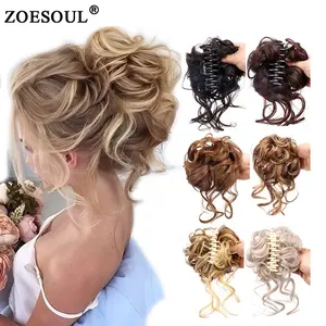 Pezzo di capelli sintetici disordinati per panini Updo Clip in artiglio per capelli Chignon con coda di cavallo estensione