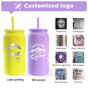 Tasse à sublimation en acier inoxydable brillant SS304 de 16 oz, gobelet isotherme à double paroi avec couvercle et paille en plastique coloré - Product Image 5