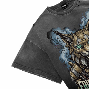 Camiseta de Manga Corta para Hombre, Algodón Grueso, Estilo Vintage Steampunk, Diseño Lynx, Impresión DTG, Cuello Redondo, Talla Grande, Estilo Gótico Urbano - Product Image 5