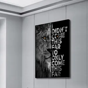 野生狮子字母激励语录艺术帆布绘画黑色动物海报印刷墙壁艺术图片用于办公室家庭装饰