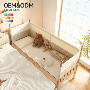 Lit d'enfant en <span class=keywords><strong>bois</strong></span> de pin personnalisable berceau Style moderne Rail portable pour nouveau-né pour chambre à coucher salle à manger parc école - Product Image 1