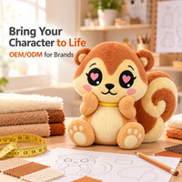 Peluche d'écureuil personnalisée pour commandes sur mesure avec yeux en forme de cœur, queue recourbée et pose de joues, service de conception de personnage