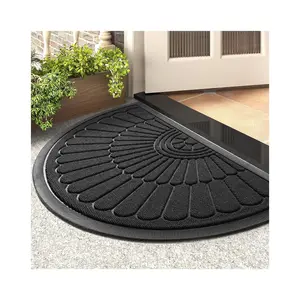 CF demi-rond polypropylène boucle velours gaufré caoutchouc anti-dérapant extérieur bienvenue paillasson paillassons tapis de sol pour entrée