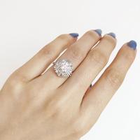 Lokaoshi — bagues de mariage en Zircon, à la mode, scintillantes, Super grande fleur, cadeaux pour filles, adorables, argentées, anneau de fleur romantique pour femmes