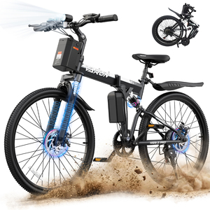Vélo de montagne pliable 26 pouces, moteur 750W, acier carbone, étanche IP65, double suspension, dérailleur 7 vitesses, charge 150KG, entrepôt UE/Royaume-Uni - Product Image 1