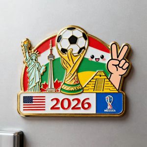 Aimant <span class=keywords><strong>de</strong></span> réfrigérateur personnalisé Coupe du Monde <span class=keywords><strong>de</strong></span> Football 2026 États-Unis Canada Mexique, souvenir du tournoi, en alliage <span class=keywords><strong>de</strong></span> <span class=keywords><strong>zinc</strong></span>, cadeau promotionnel - Product Image 1