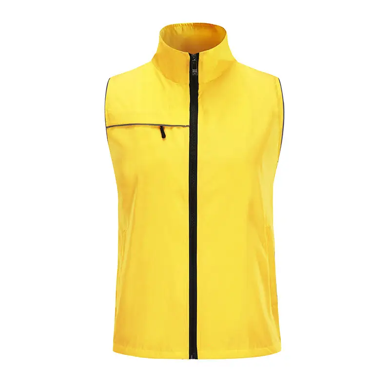 Custom logo 300T dull waterproof composite cloth three pockets vest reflective workwear vest