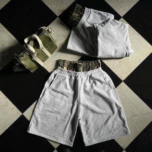Pantalones cortos de algodón French Terry con doble cintura personalizados OEM, shorts deportivos extragrandes con estampado serigrafiado Real Tree para hombre - Product Image 3