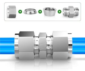 Raccord de tube à compression à double embout en acier inoxydable 304 robuste avec étanchéité sécurisée - Product Image 4