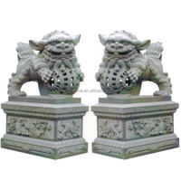 Grandes figurines hydroponiques décoratives pour extérieur, sculptures d'animaux en pierre naturelle, chien Foo Fu, Lion