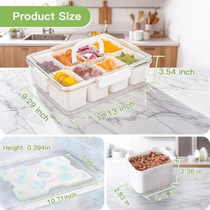 Bandeja Refrigerada para Servir, Contenedor Snackle Box con Asa, Bandeja para Frutas, Servidor de Condimentos Refrigerado con Tapa - Product Image 6