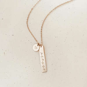 Collar Personalizado con Barra Vertical y Pequeño Disco, Collar Geométrico de Acero Inoxidable con Logotipo y Texto Grabado, Regalo - Product Image 4