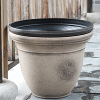 Pot de fleurs rond rétro en polyrésine de 22 pouces (56 cm) pour balcon extérieur, jardin, décoration de la maison, vente en gros, grande quantité, 10000