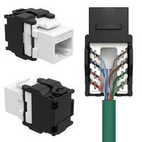 Conector Keystone Cat6 Macho/Hembra con Código de Color Blanco y Negro, Módulo de Red, Herramienta de Identificación de Datos, Conector RJ45 sin Herramientas para Panel de Conexiones