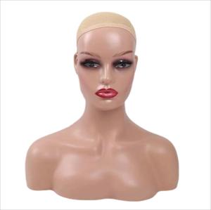 Maniquí de Busto Femenino Afroamericano Realista de 1 kg, Grado 8A, para Maquillaje, Sentado, con Cabeza de PP y Hombros para Exhibición de Pelucas - Product Image 4