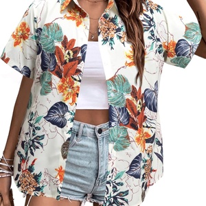 Camisa Hawaiana de Estilo Retro Vintage, Suave, con Estampado Floral Tropical, Cuello en V, Manga Corta, Blusa con Botones - Product Image 4
