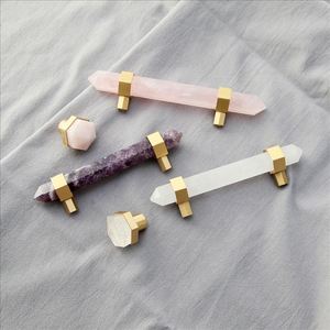 Maxery sang trọng vàng và hồng hồng thạch anh tinh thể lục giác thanh kéo kéo nhỏ thạch anh hồng tủ Tủ knobs - Product Image 6