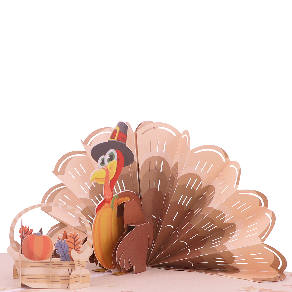 Поздравительная открытка с 3D-принтом на заказ с лазерной резкой индейки на День Благодарения