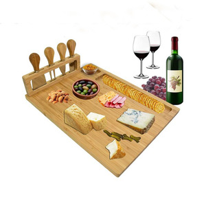 Plateau à fromage en bambou avec couteaux, 23 pouces, plateau de service en bois pour cuisine et salle à manger, style arts chinois - Product Image 4