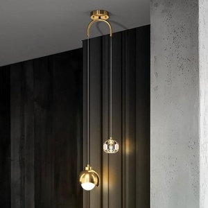 Lámpara Colgante Individual de Lujo Ligero, Dorada, de Hierro y Cristal, con LED, <span class=keywords><strong>para</strong></span> Dormitorio Principal, Mesita de Noche, Sala de Estar, <span class=keywords><strong>Comedor</strong></span> o Cafetería - Product Image 1
