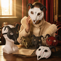 Masque de tête de chèvre gothique pour adulte, tête d'animal, crâne, masque effrayant, visage réaliste, cosplay, décoration de fête d'Halloween, accessoire pour événements sur le thème de l'horreur