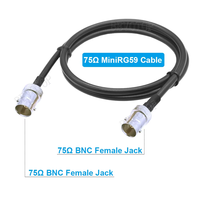 Câble Mini RG59 75 Ohm HD SDI BNC vers BNC Mâle/Femelle Noir/Bleu 75-2.5 1855A Pigtail pour Caméra Vidéo HD-SDI/3G-SDI/4K CCTV