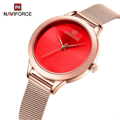 NAVIFORCE 5027 RGR Rose Gold Wholesale Factory Cheap Prices Luxury Brand Wrist Women Watches Casual Ladies Small Red Dial Watch